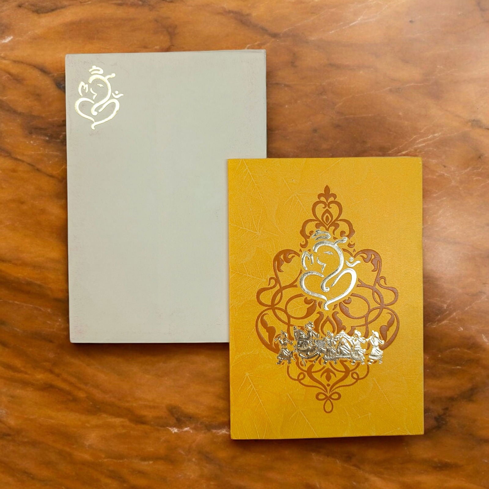 KL0157 Hindu Ganesh Design Paper Wedding Card with 2 Inserts and Envelope - Kalash Cards