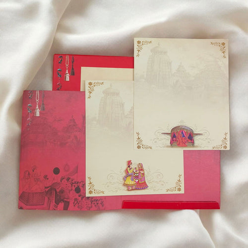 KL0190 Doli Design Semi Box Paper Wedding Card with 2 Inserts and Envelope - Kalash Cards