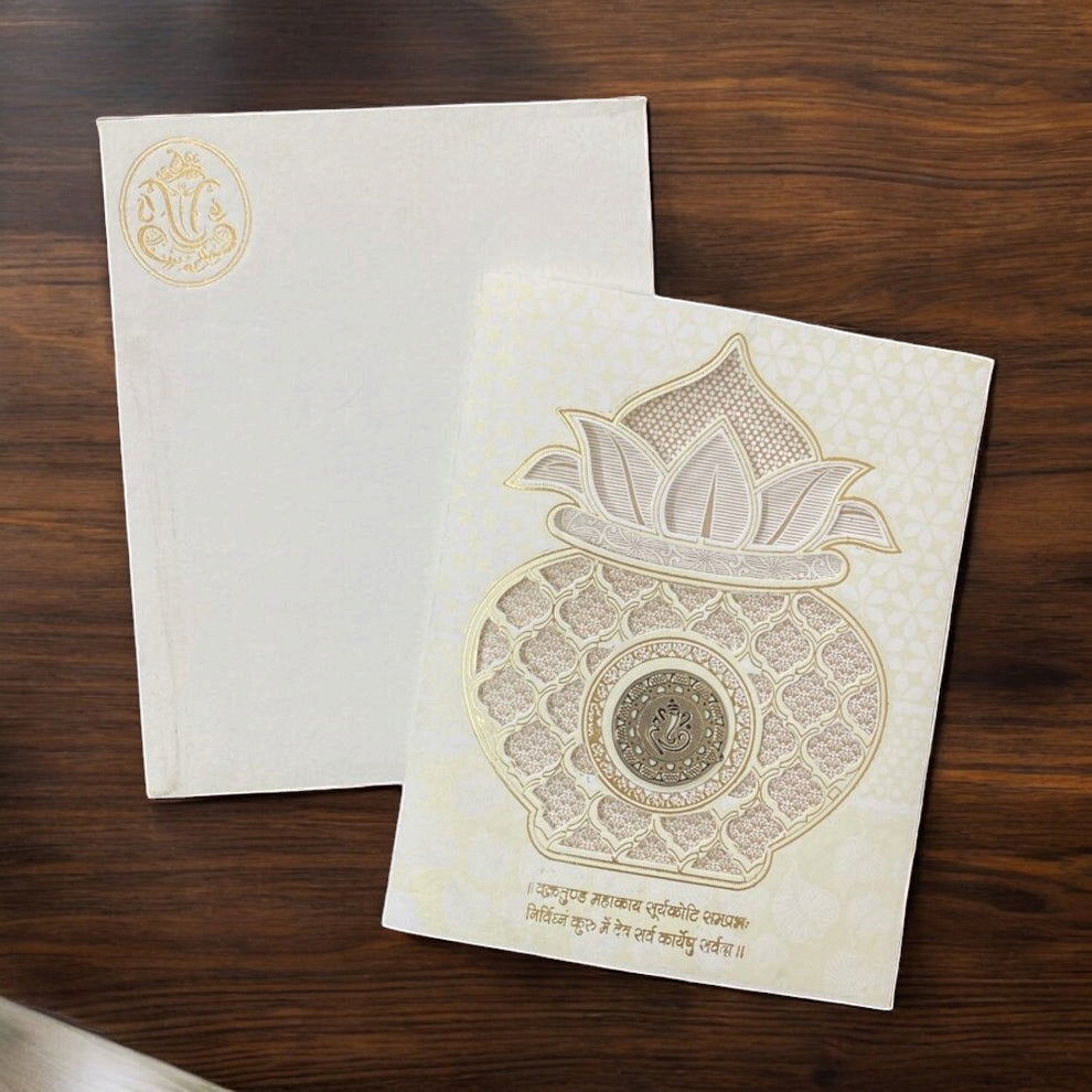 KL0203 Laser Cut Paper Wedding Card - Kalash Cards