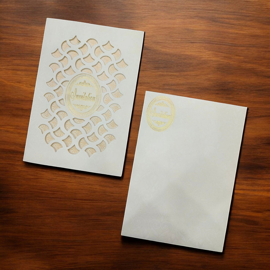 KL0239 Laser Cut Paper Wedding Card with 2 Inserts and Envelope - Kalash Cards