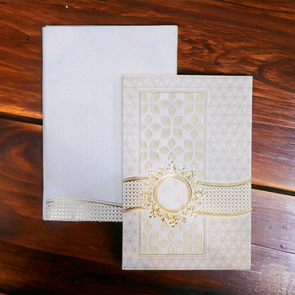 KL0246 Semi Box Embossed Laser Cut Wedding Card with 2 Inserts and Envelope - Kalash Cards