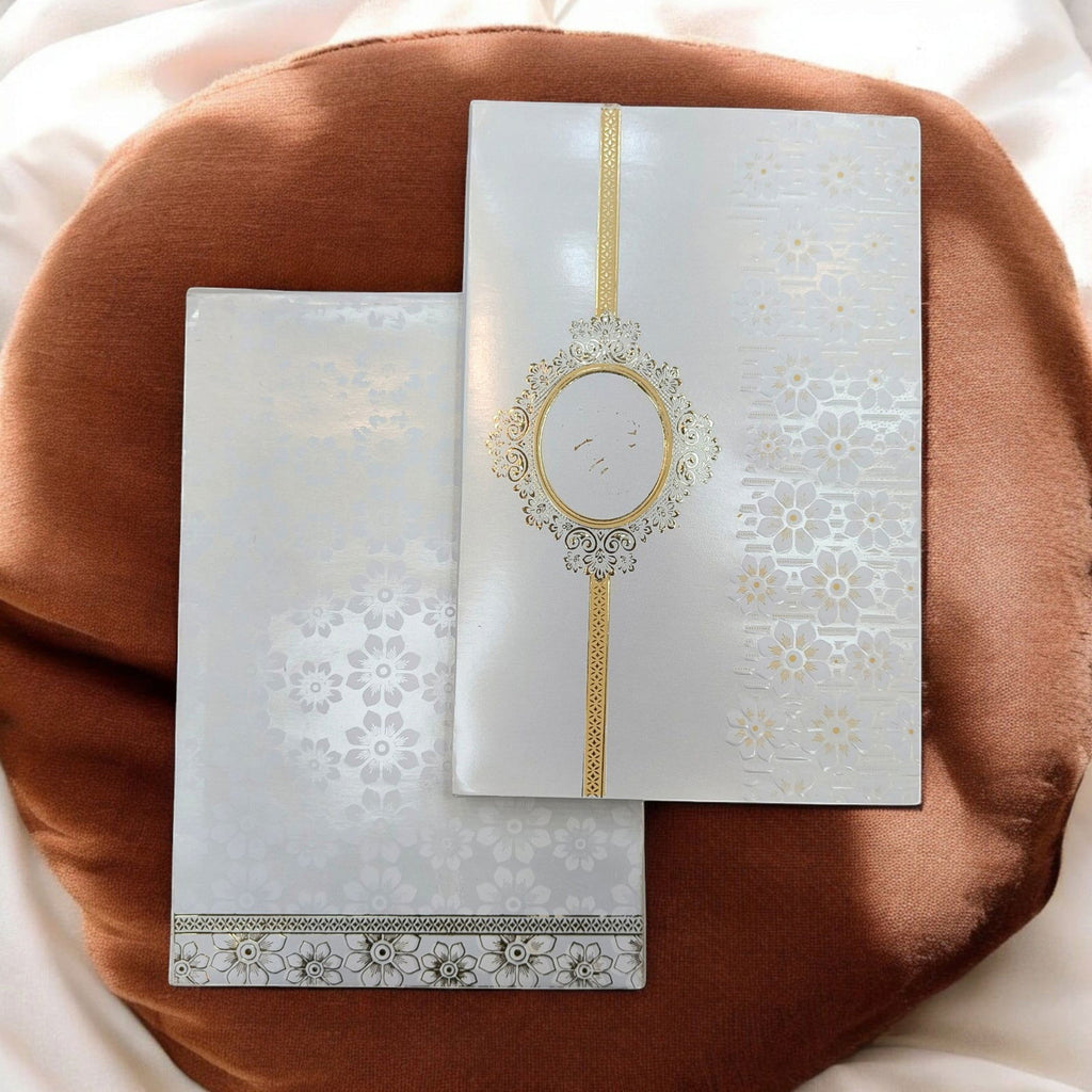 KL0248 Semi Box Embossed Paper Wedding Card with 2 Inserts and Envelope - Kalash Cards