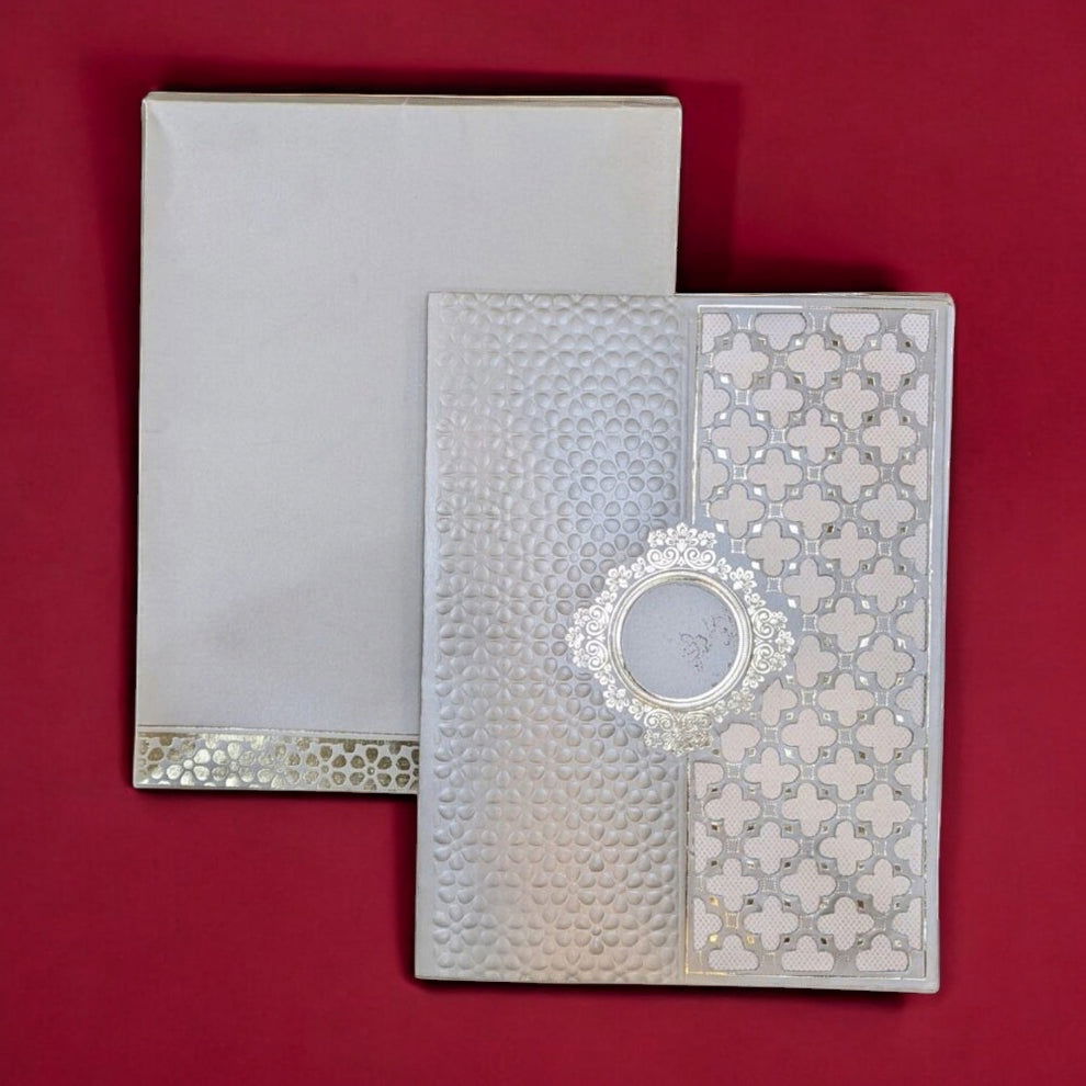 KL0252 Semi Box Perfume Paper Laser Cut Wedding Card with 2 Inserts and Envelope - Kalash Cards