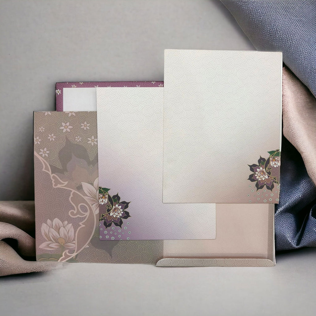 KL0277 Semi Box Floral Paper Wedding Card with 2 Inserts - Kalash Cards