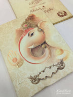 KL03651 Hindu Hardboard Padding Thick Wedding Card with 2 Page and Envelope