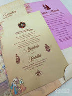 KL0632 Traditional Sehra Barat Design Padding Thick Wedding Card with 2 Inserts and Envelope