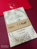 KL1051-1 Floral Border Gold Leaf Premium Wedding Card (2 Page)