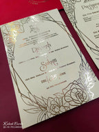 KL1051-1 Floral Border Gold Leaf Premium Wedding Card (2 Page)