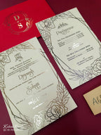 KL1051-1 Floral Border Gold Leaf Premium Wedding Card (2 Page)