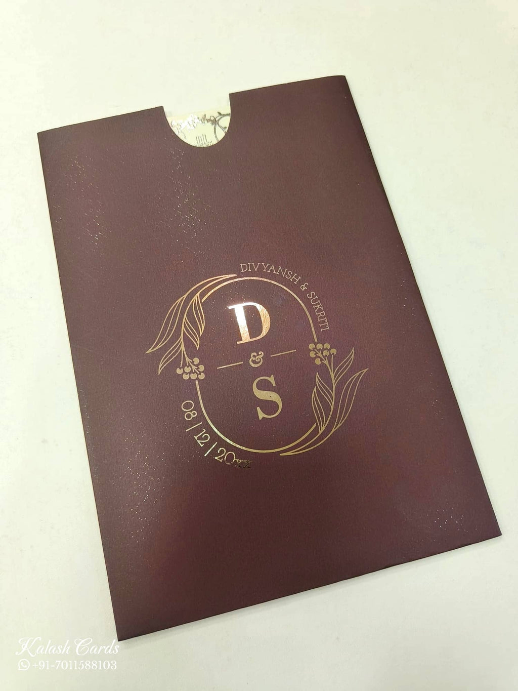 KL1052-2 Floral Theme Gold Leaf Premium Wedding Card (2 Page)