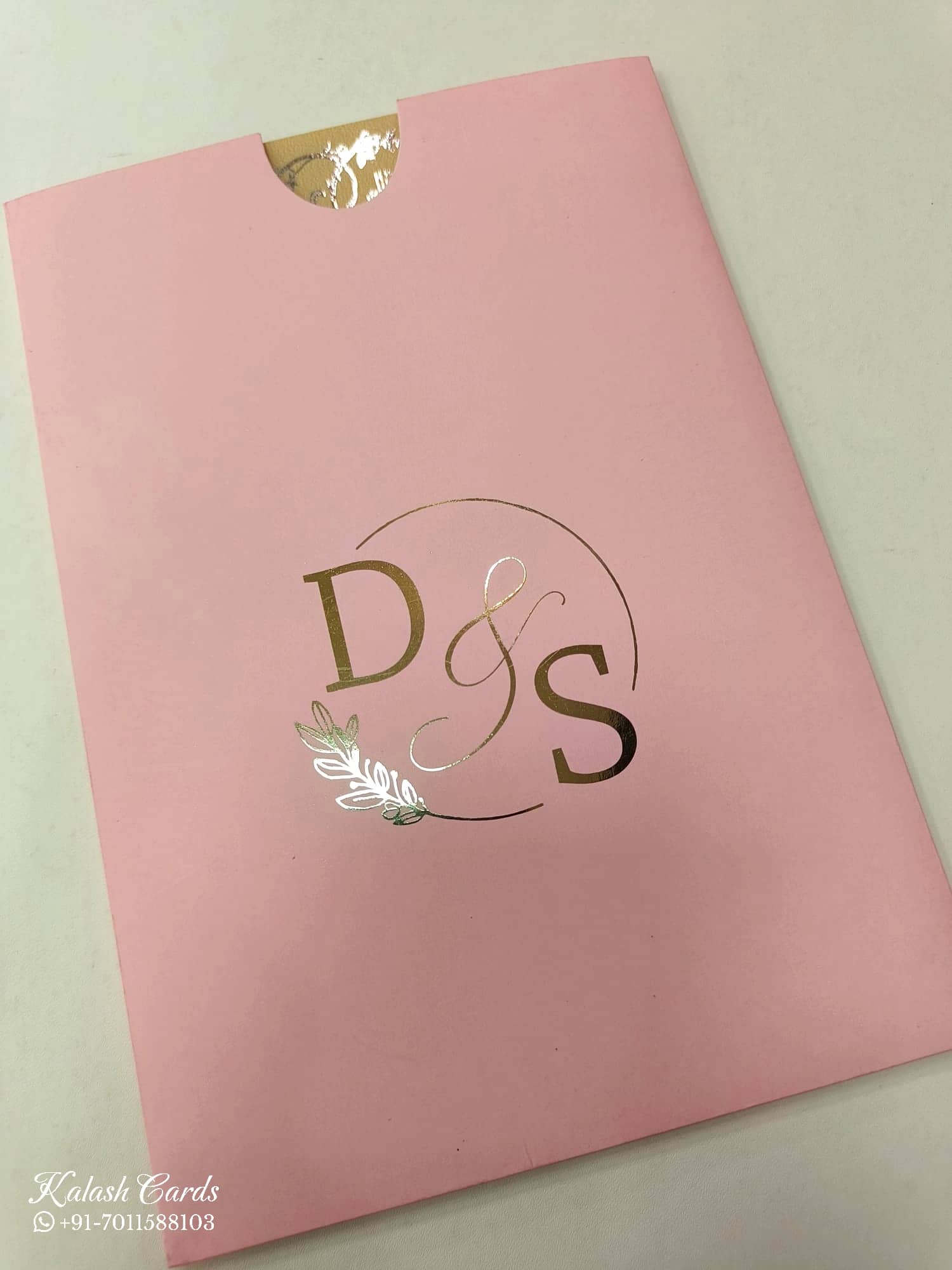 KL1052-3 Floral Theme Gold Leaf Premium Wedding Card (2 Page)