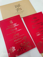 KL1054-1 Floral Theme Gold Leaf Premium Wedding Card (2 Page)