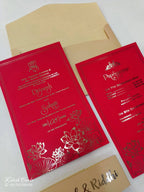 KL1054-1 Floral Theme Gold Leaf Premium Wedding Card (2 Page)