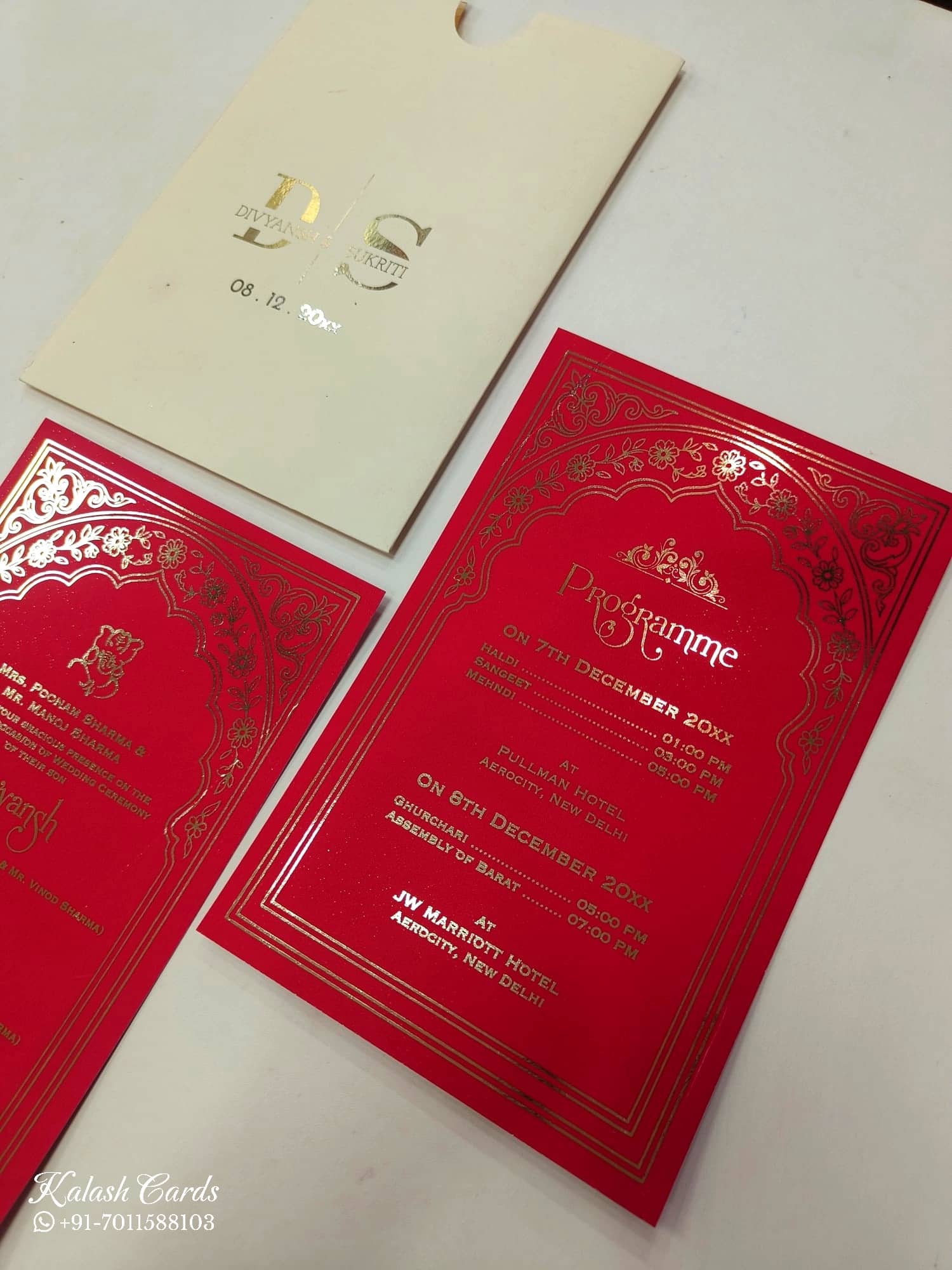 KL1055-1 Floral Theme Gold Leaf Premium Wedding Card (2 Page)