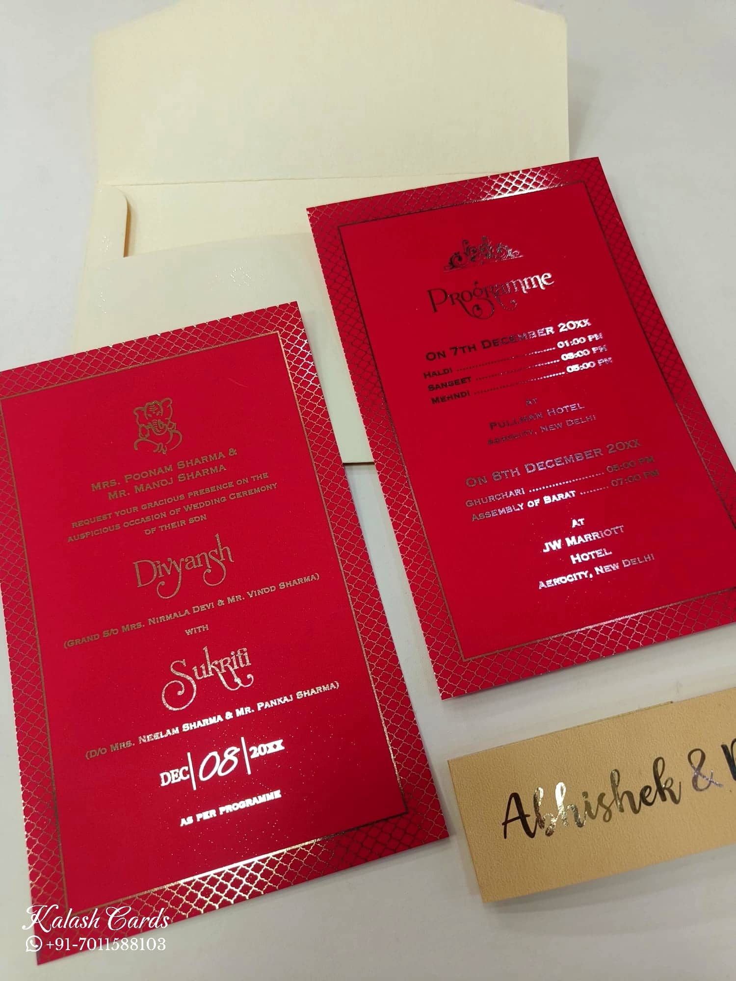 KL1056-1 Floral Theme Gold Leaf Premium Wedding Card (2 Page)