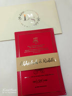 KL1056-1 Floral Theme Gold Leaf Premium Wedding Card (2 Page)