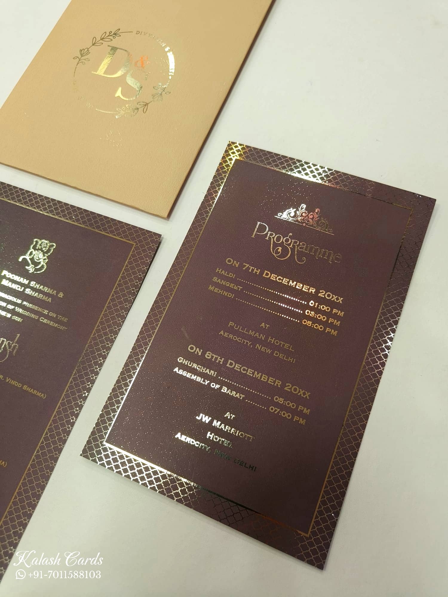 KL1056-2 Floral Theme Gold Leaf Premium Wedding Card (2 Page)