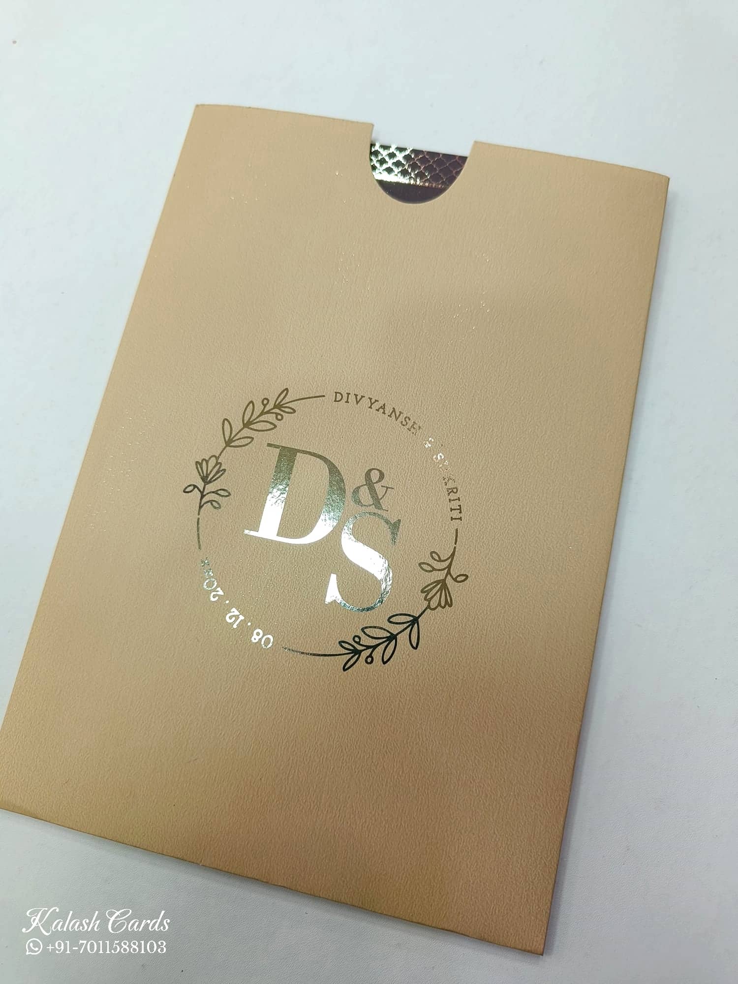 KL1056-2 Floral Theme Gold Leaf Premium Wedding Card (2 Page)