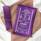 KL14 Satin Fabric Scroll Wedding Card with Box - Kalash Cards