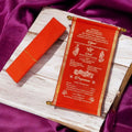 KL15 Satin Fabric Scroll Wedding Card with Box - Kalash Cards