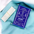 KL16 Velvet Fabric Scroll Wedding Card with Box - Kalash Cards