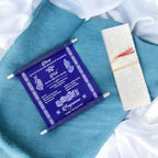 KL16 Velvet Fabric Scroll Wedding Card with Box - Kalash Cards