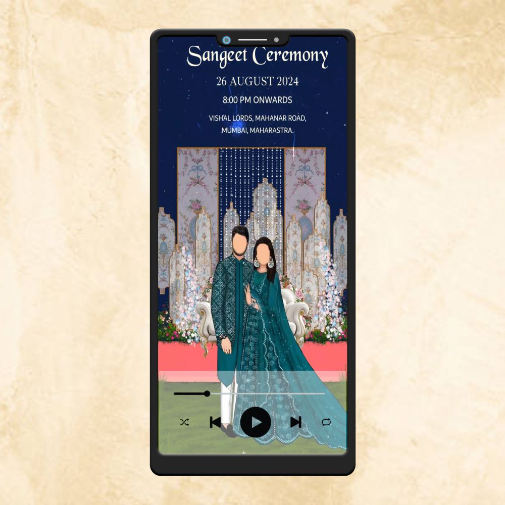 KL17 Splash Floral Theme Premium Hindu Video Wedding Invitation-Kalash Cards