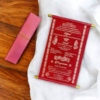 KL19 Velvet Fabric Scroll Wedding Card with Box - Kalash Cards