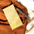 KL1 Satin Fabric Scroll Wedding Card With Designer Plastic Holder - Kalash Cards
