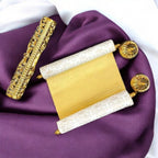 KL1 Satin Fabric Scroll Wedding Card With Designer Plastic Holder - Kalash Cards