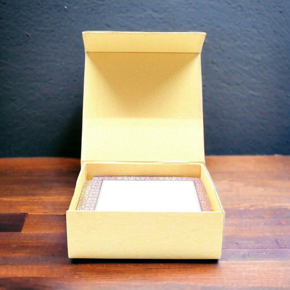 KL2001S1B Designer Cardboard Wedding Invitation Box with 2 Printed Card Inserts (2 Jars) - Kalash Cards