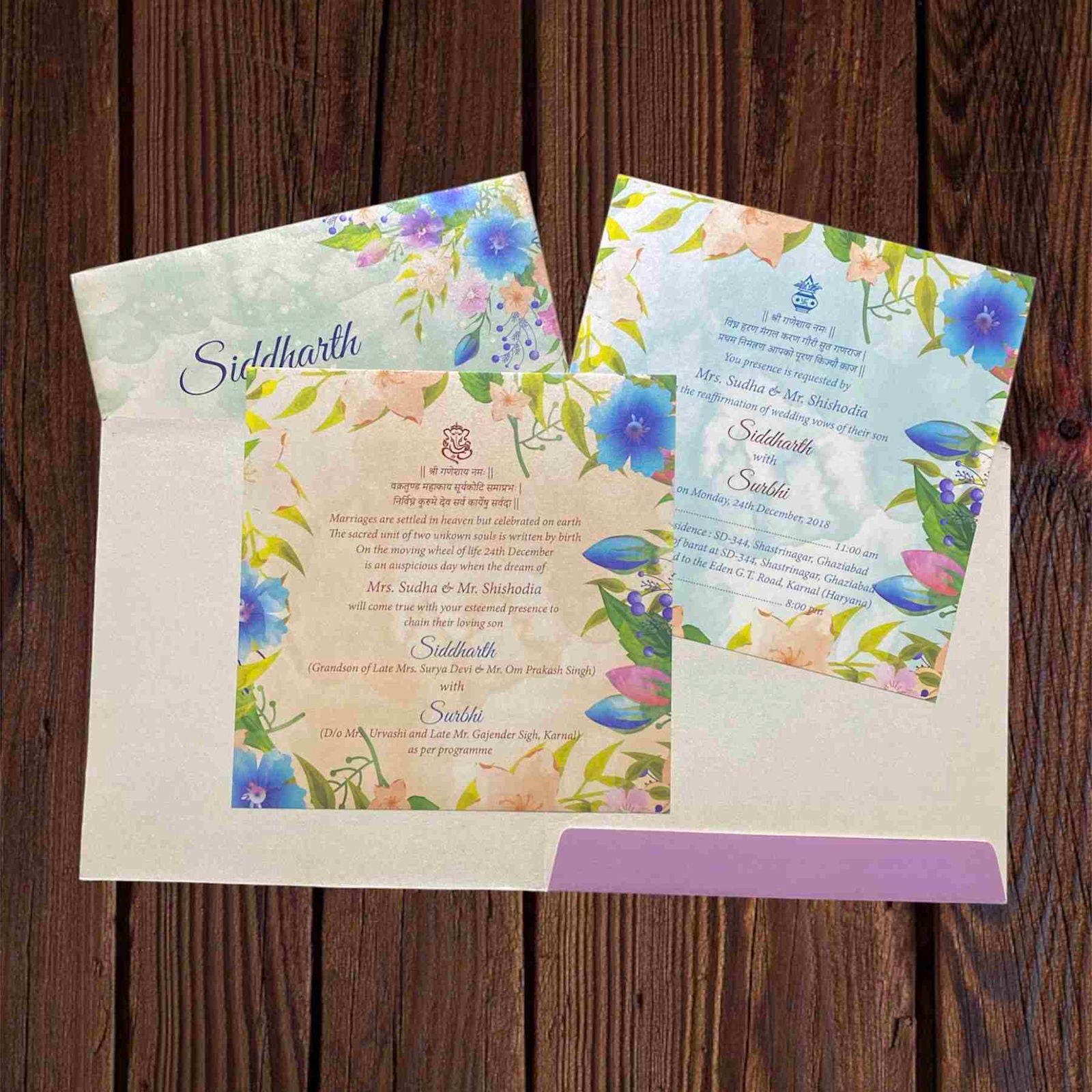 KL2034S1 Paper Wedding Card - Kalash Cards