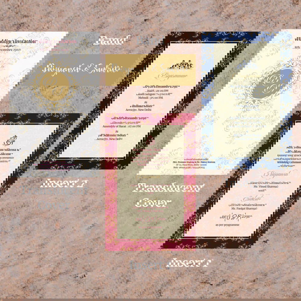 KL2046 Translucent Cover Luxury Wedding Card - Kalash Cards