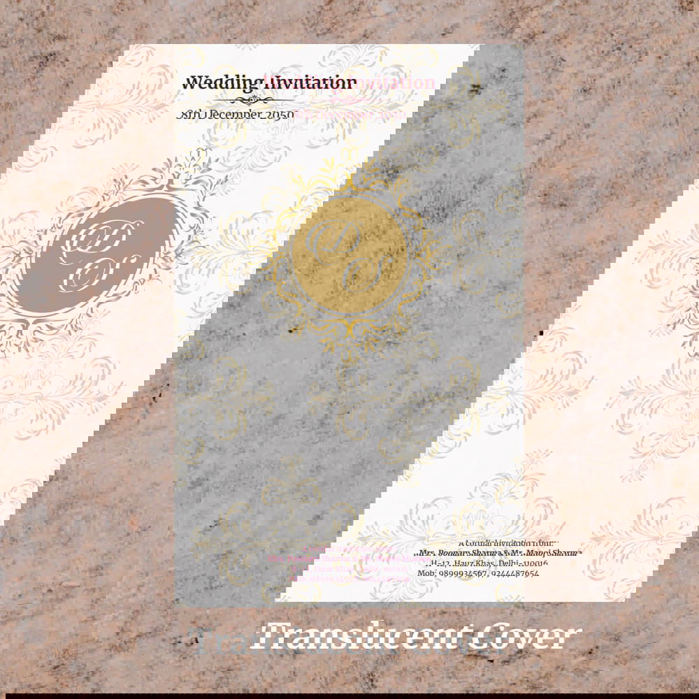 KL2046 Translucent Cover Luxury Wedding Card - Kalash Cards