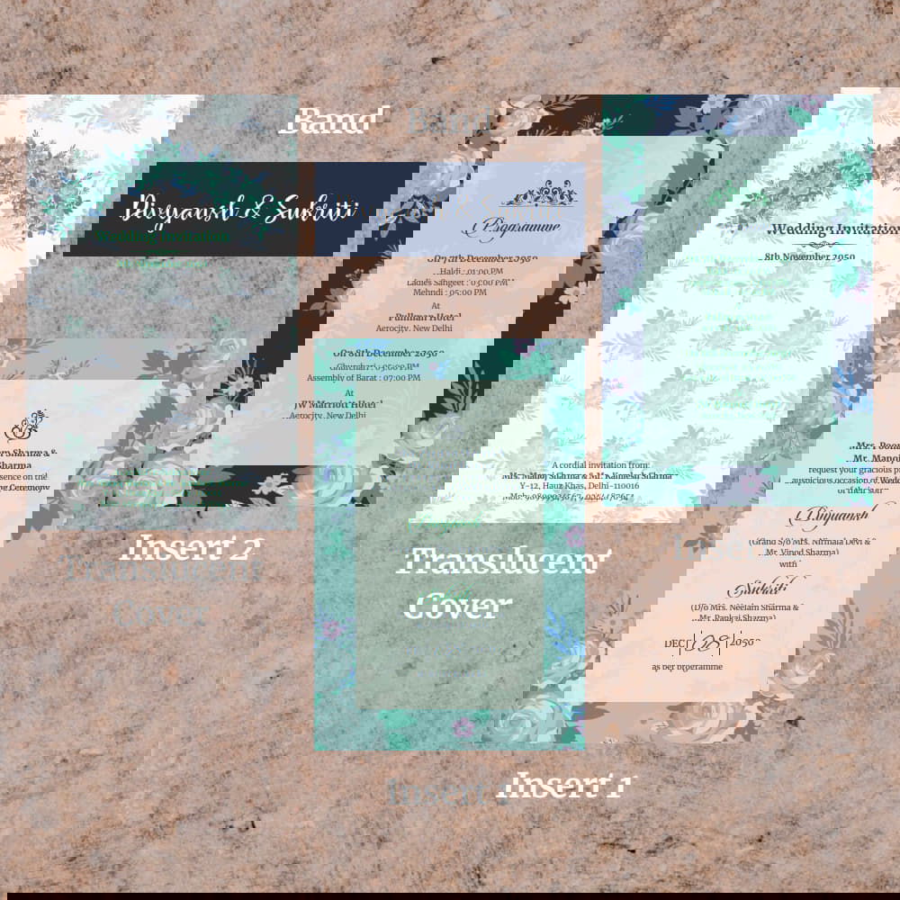 KL2054 Translucent Cover Luxury Wedding Card - Kalash Cards