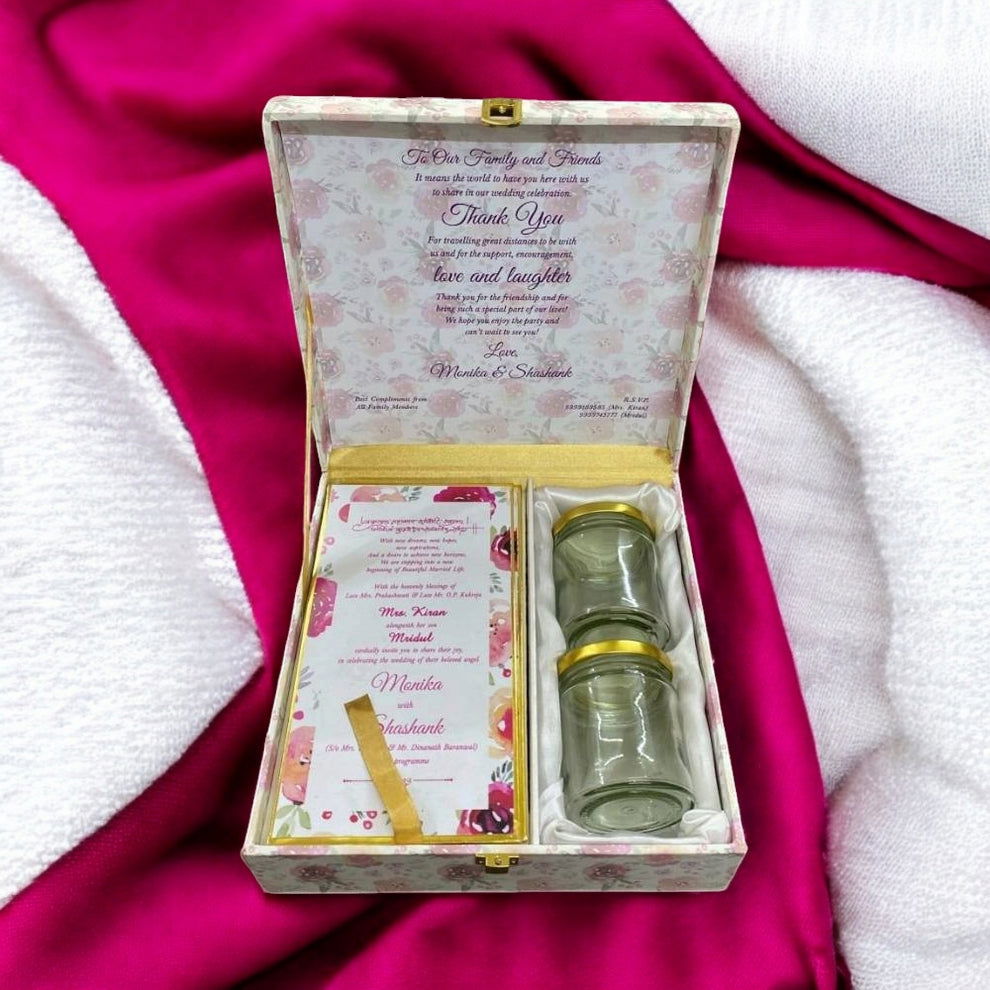 KL2064S2 Designer MDF Dry Fruit Gift Box with 2 Card Inserts (2 Jars) - Kalash Cards