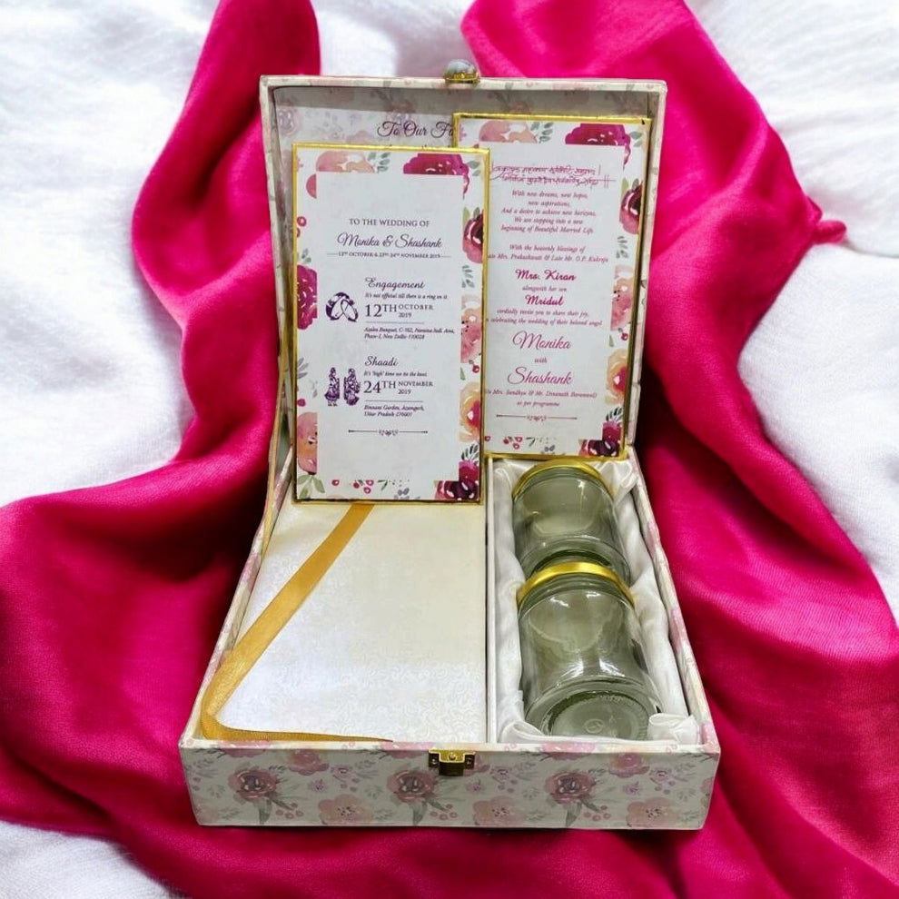 KL2064S2 Designer MDF Dry Fruit Gift Box with 2 Card Inserts (2 Jars) - Kalash Cards