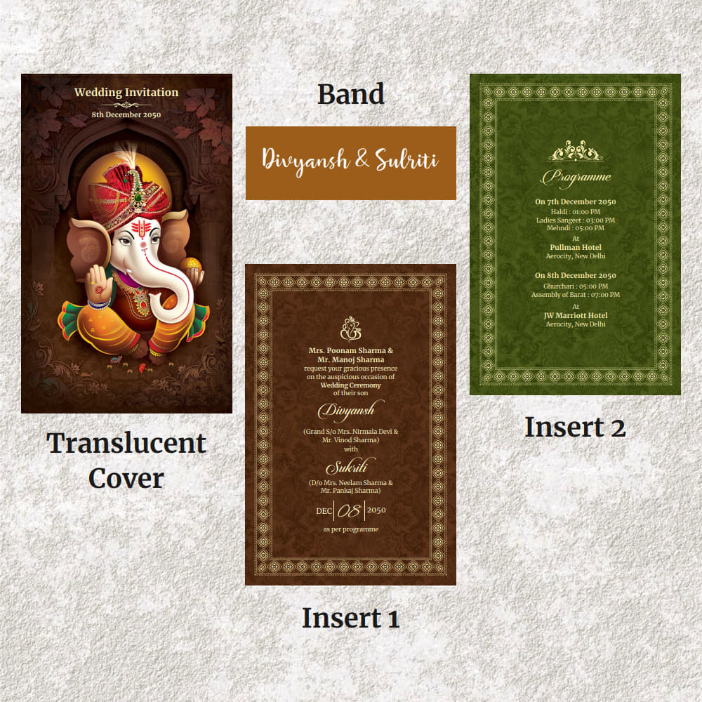 KL2072 Translucent Cover Luxury Wedding Card - Kalash Cards