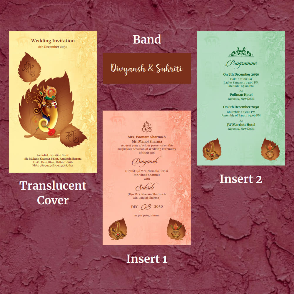 KL2083 Translucent Cover Luxury Wedding Card - Kalash Cards