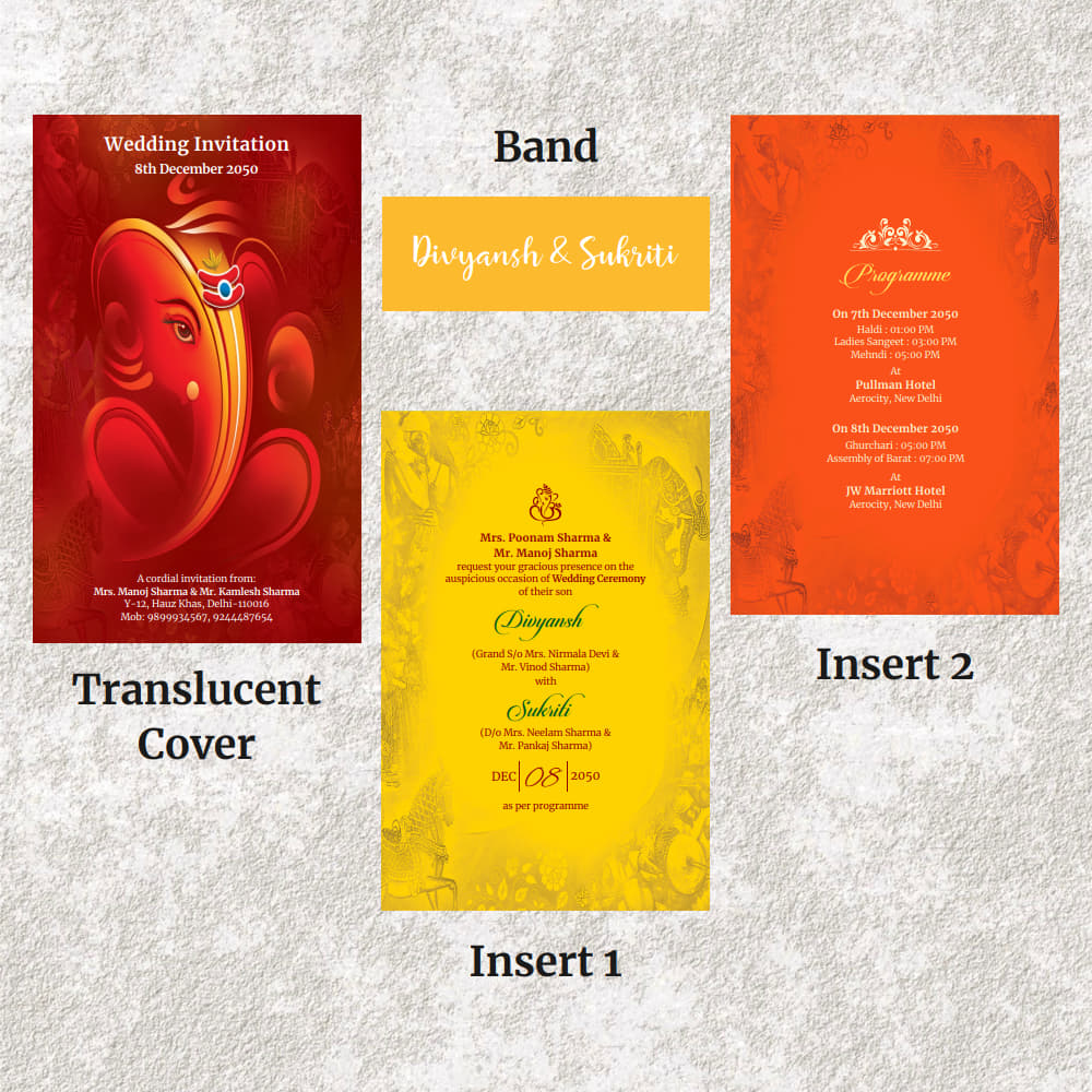 KL2084 Translucent Cover Luxury Wedding Card - Kalash Cards