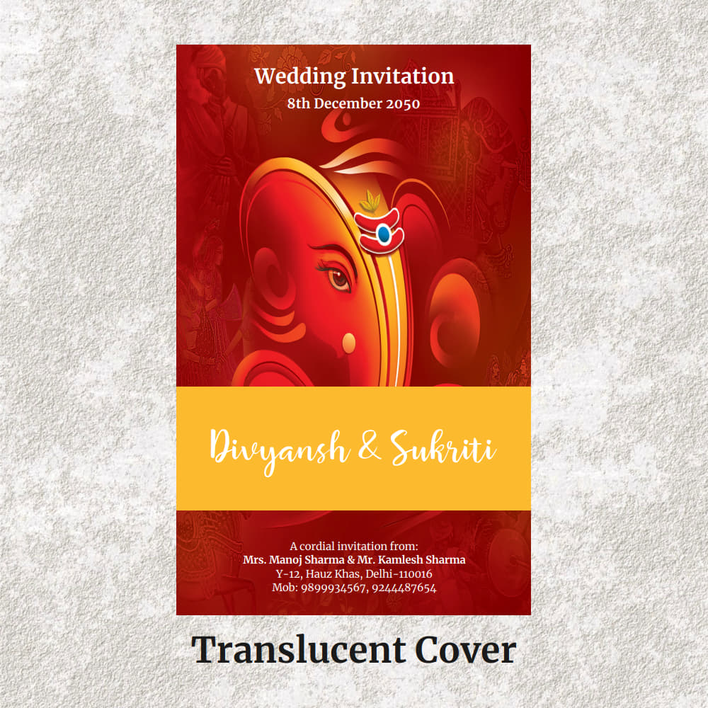 KL2084 Translucent Cover Luxury Wedding Card - Kalash Cards