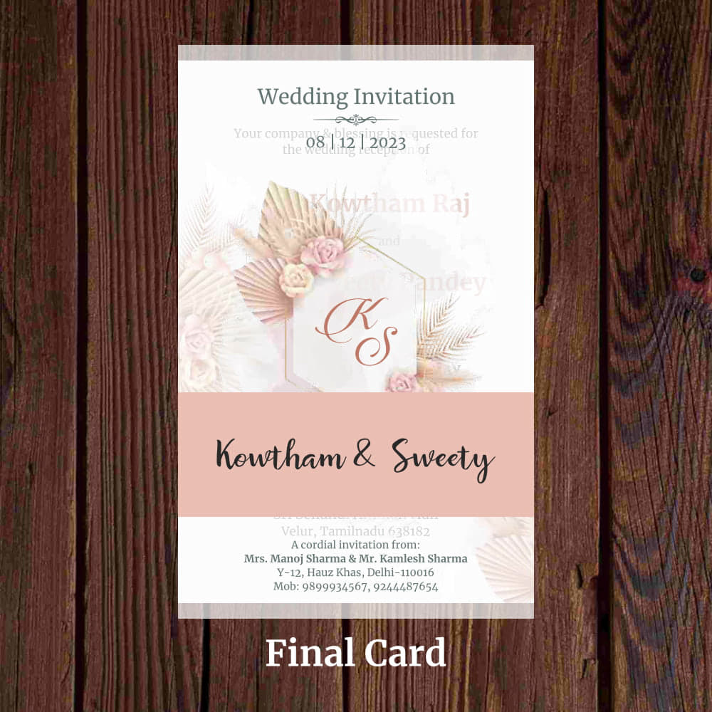 KL2090 Translucent Cover Luxury Wedding Card - Kalash Cards