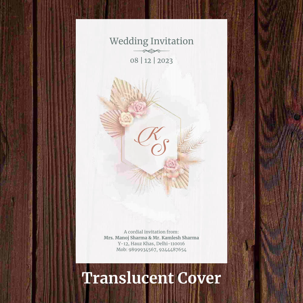 KL2090 Translucent Cover Luxury Wedding Card - Kalash Cards