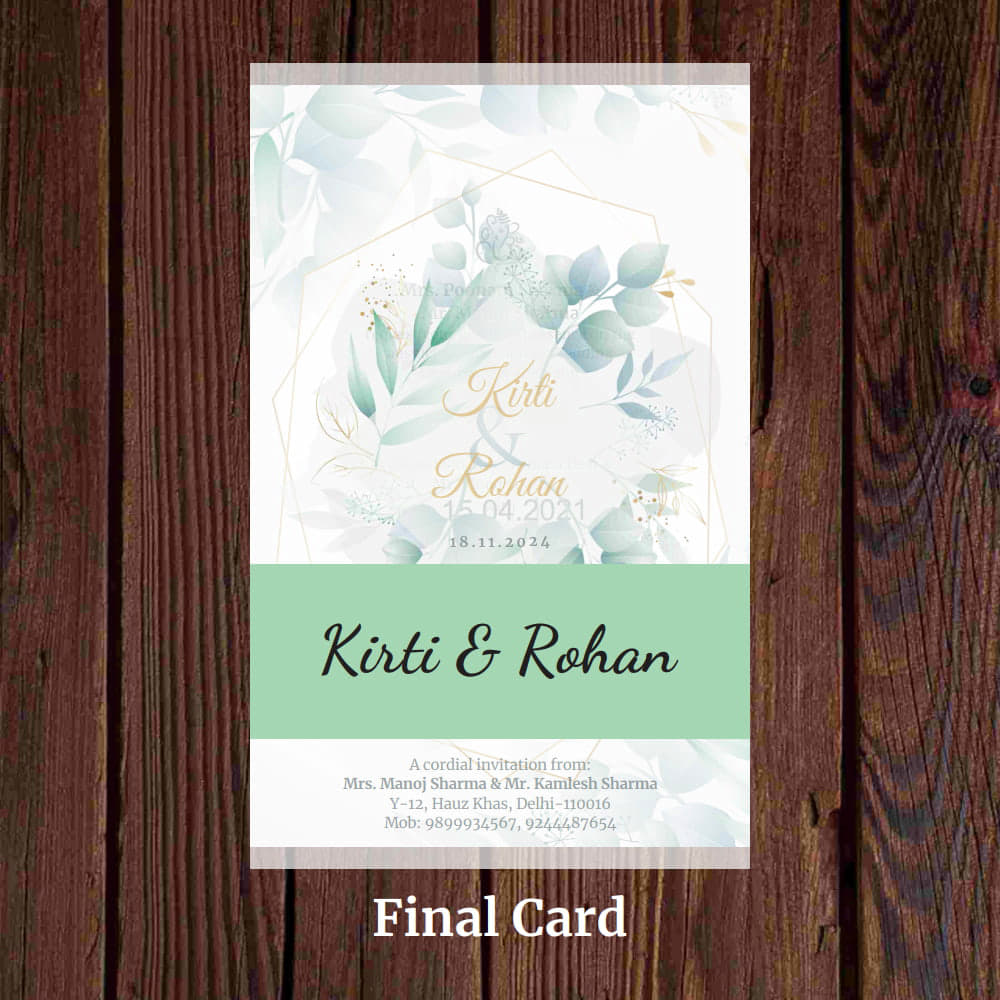 KL2095 Translucent Cover Luxury Wedding Card - Kalash Cards