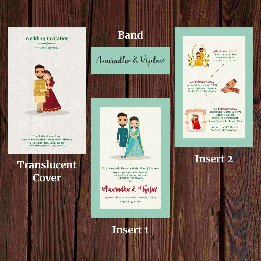 KL2096 Translucent Cover Luxury Wedding Card - Kalash Cards