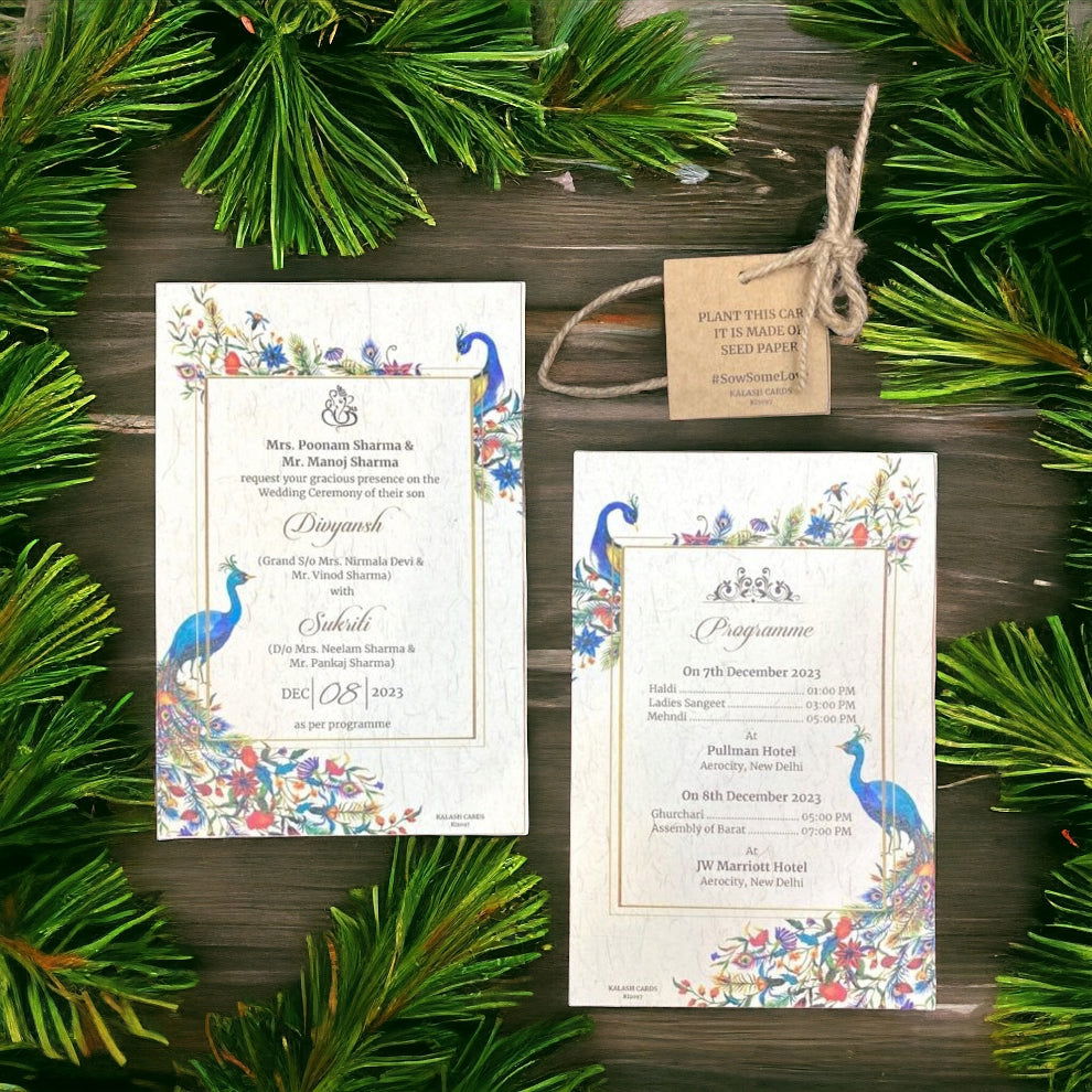 KL2097 Plantable Seed Paper Wedding Card (2 Inserts) - Kalash Cards