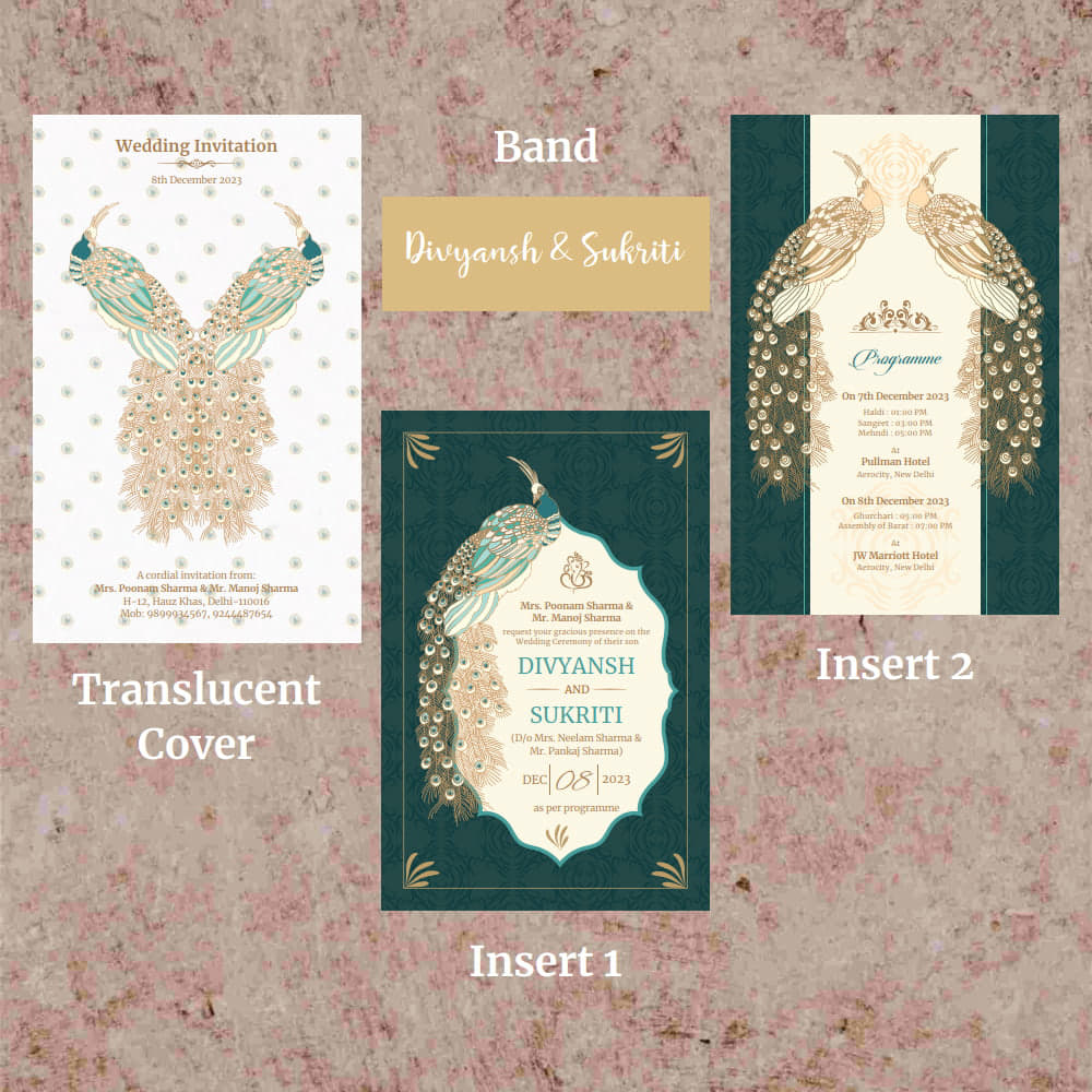 KL2098 Translucent Cover Luxury Wedding Card - Kalash Cards