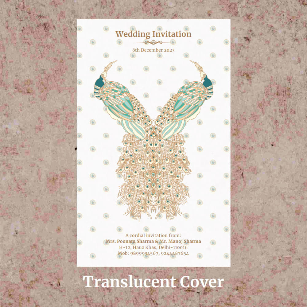 KL2098 Translucent Cover Luxury Wedding Card - Kalash Cards