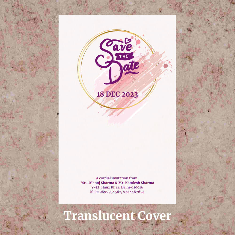 KL2099 Translucent Cover Luxury Wedding Card - Kalash Cards