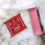 KL20 Velvet Fabric Scroll Wedding Card with Box - Kalash Cards